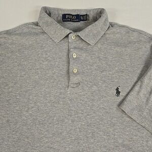 Polo Ralph Lauren Soft Cotton Mens Polo Heather Gray Charcoal Pony Size XL